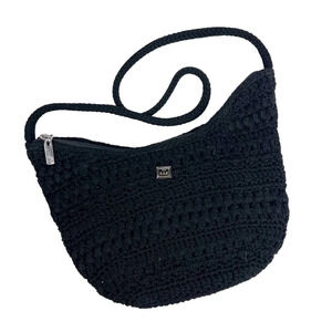 THE SAK Black Macramé Shoulder Bag full top zip